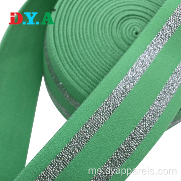 Nylon Glitter Silver Lurex Webbing elastik untuk pakaian